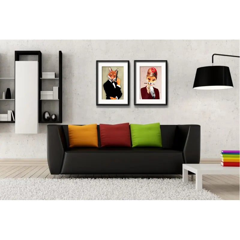 Set 2 Cuadros Pareja Zorro 007 James Bond Retro Con Paspartu