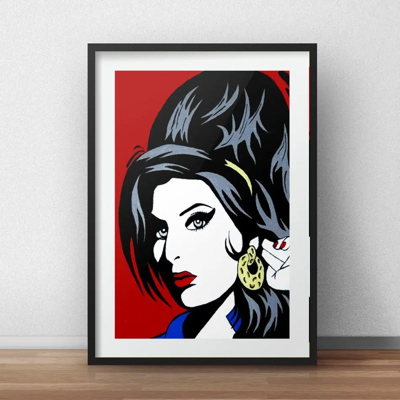 Cuadro Amy Winehouse Pop Art Musica Decoracion Con Paspartú Marco Negro