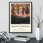 Cuadro Dormitorio Living Egon Schiele Abstracto 4 Arboles Marco Negro