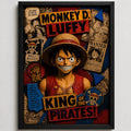 Cuadro Luffy One Piece Wanted Monkey Anime Mangá Efecto 3d Marco Negro
