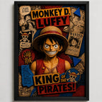 Cuadro Luffy One Piece Wanted Monkey Anime Mangá Efecto 3d Marco Negro