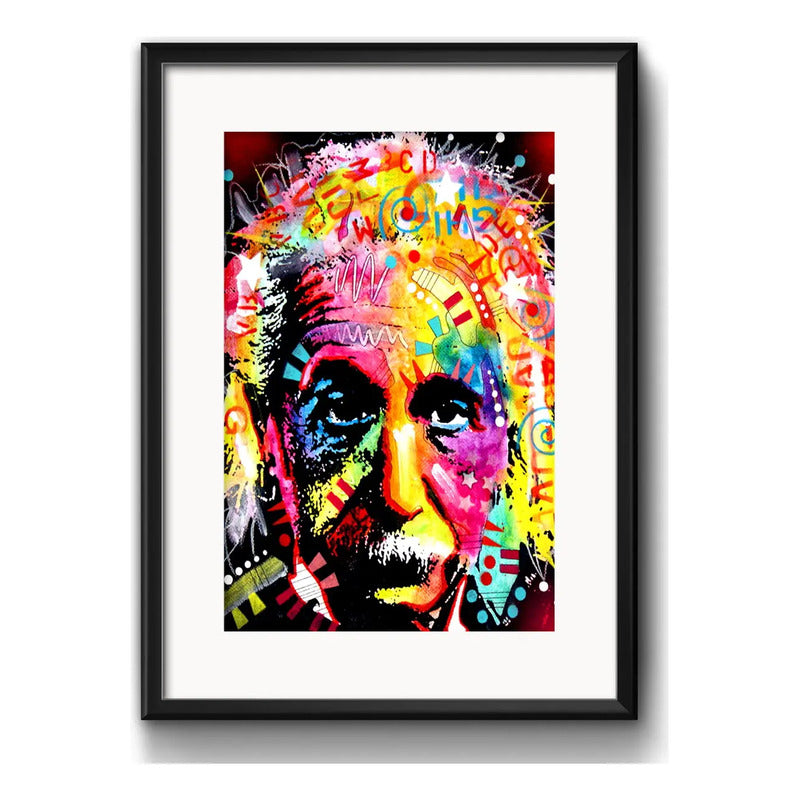 Cuadro Einstein Pop Art Cientifico Decoracion Con Paspartú Marco Negro