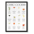 Cuadro Classic Cocktails Drink Art Cocina Bar Pub Decoracion Marco Negro
