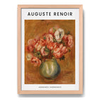 Cuadro Dormitorio Living Auguste Renoir Anémonas Flores Oak Marco Marrón Claro