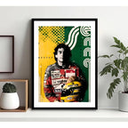Cuadro Ayrton Senna Formula 1 Mclaren Casco Amarillo Arte Marco Negro