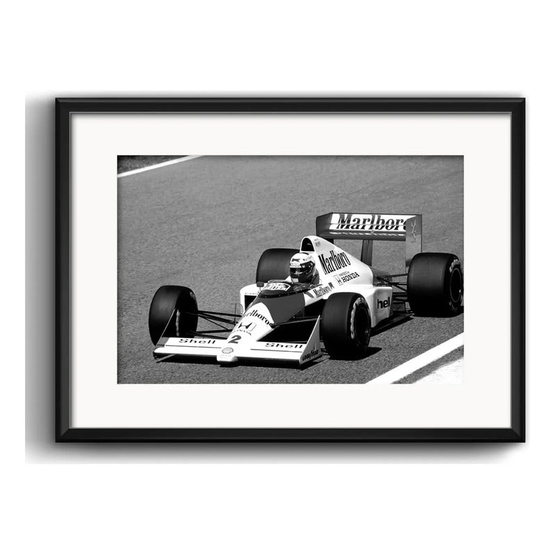 Cuadro Alain Prost Mclaren Mp4/5 Decoración Con Paspartu Marco Negro