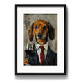 Cuadro Perro Dachshund Salchicha Tomando Vino 1 Con Paspartú