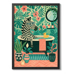 Cuadro Zebra Bano Banera Boho Plantas Arte Decoracion Marco Negro