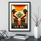 Cuadro Béisbol Baseball Jugador Equipo Club Gym Decoracion Pop Art 4 Con Marco Negro