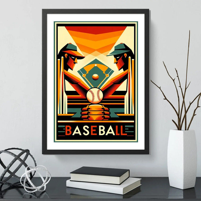 Cuadro Béisbol Baseball Jugador Equipo Club Gym Decoracion Pop Art 4 Con Marco Negro