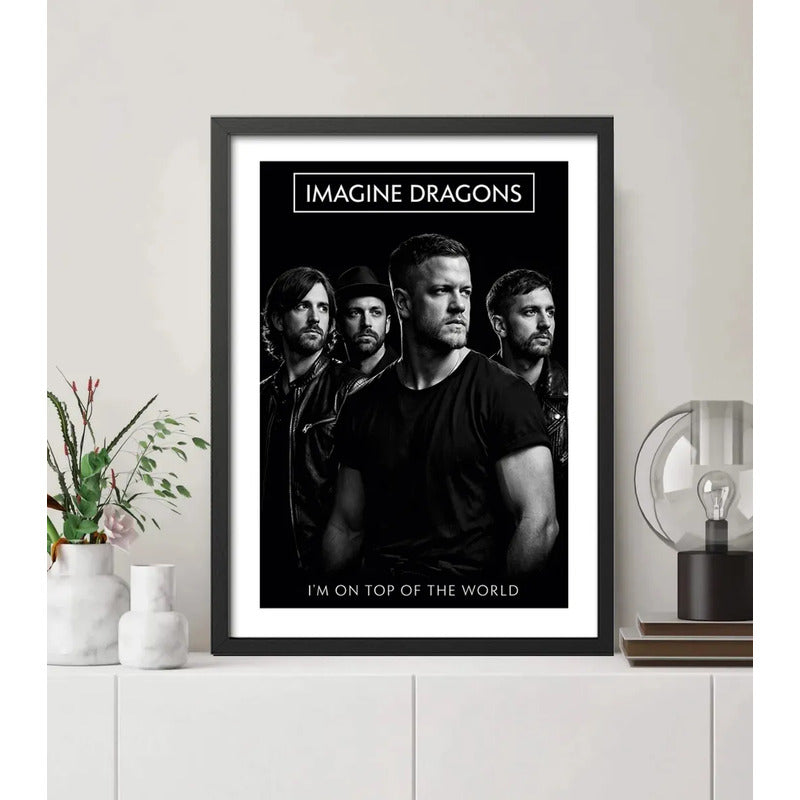 Cuadro Imagine Dragons Foto Iconica Rock En Blanco Y Negro Marco Negro