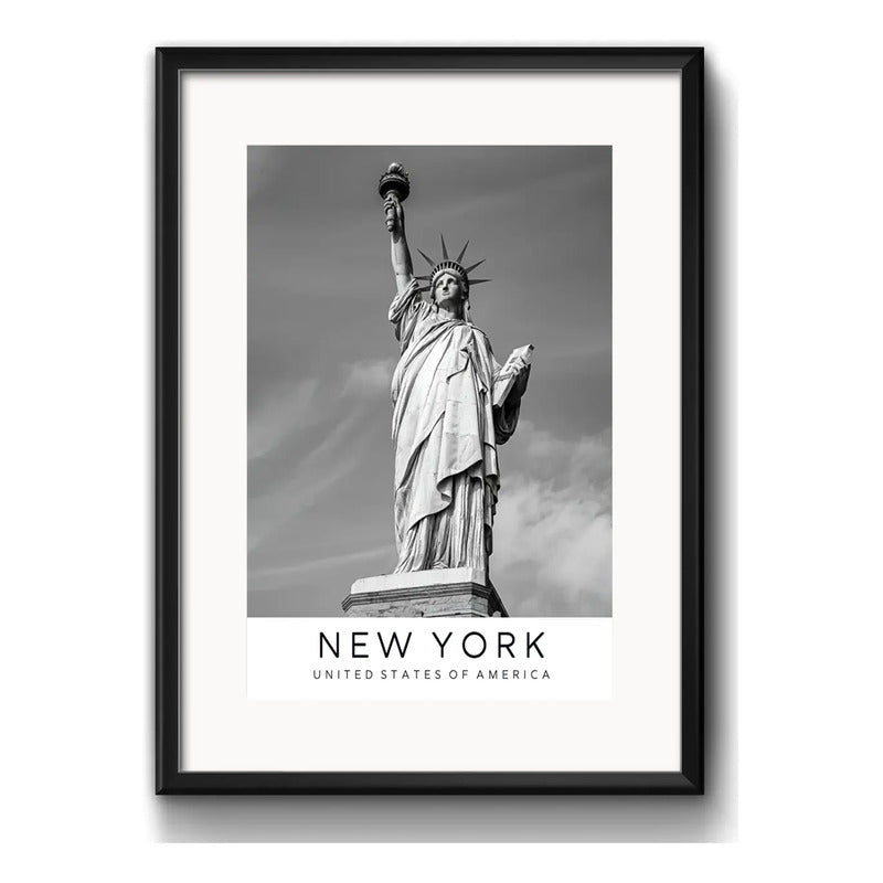 Cuadro New York Ciudad Blanco Y Negro Foto B2 Con Paspartú Marco Negro