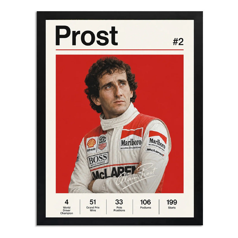 Cuadro Alan Prost Piloto Formula 1 Logros Signature Auto Marco Negro