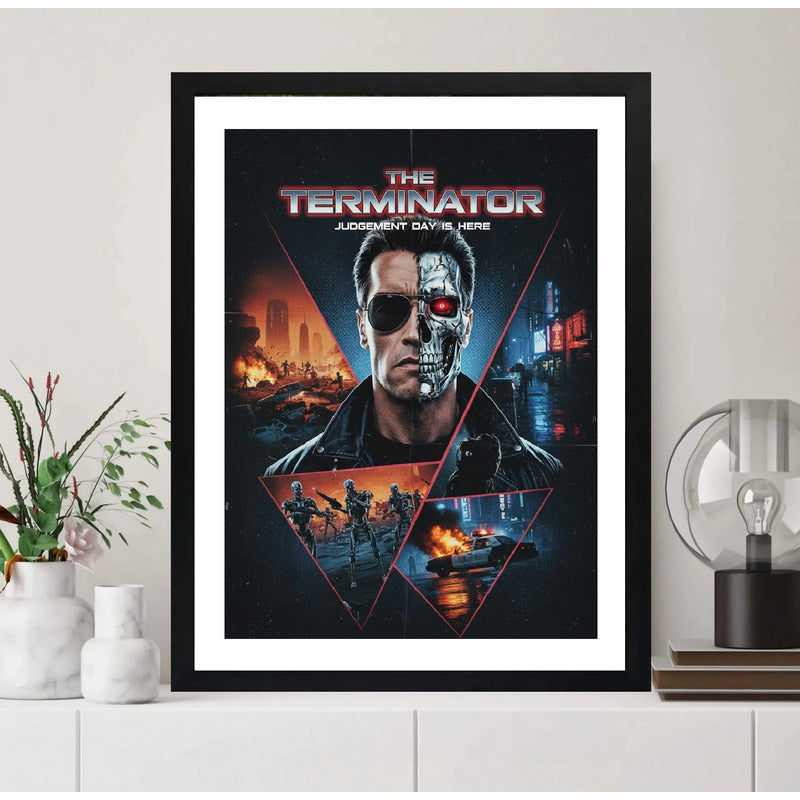 Cuadro El Exterminador Pelicula Arnold Schwarzenegger Arte Marco Negro