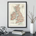 Cuadro Mapas Del Mundo Mapamundi Cartografia Vintage Arte Mapa Histórico Islas Británicas 1900 Con Marco Negro
