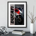 Cuadro Moto Ducati Motocicleta Arte Modelo Marca Decoracion Ducati Blanca Y Roja Marco Negro
