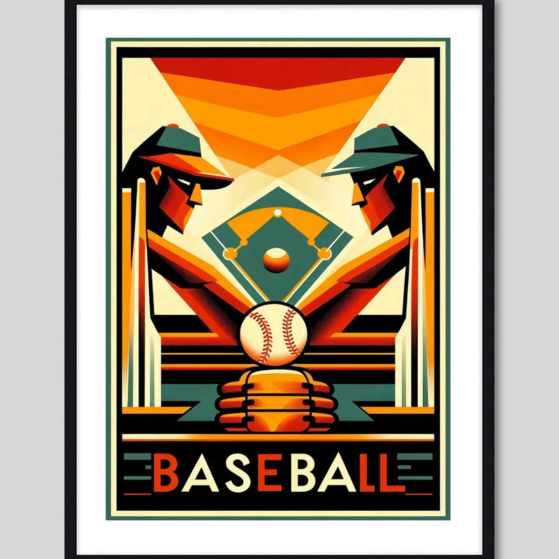 Cuadro Béisbol Baseball Jugador Equipo Club Gym Decoracion Pop Art 4 Con Marco Negro