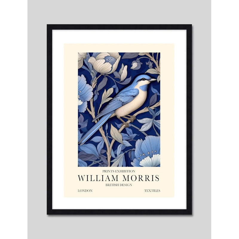 Cuadro William Morris Pajaro Azul Arte Exposición Londres Marco Negro