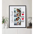 Cuadro Personalizado 4 Fotos Amor Pareja Fecha Nombres Love Marco Negro