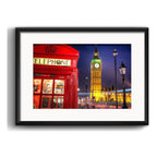 Cuadro Londres Inglaterra Big Ben Ciudad Decoracion Paspartú Marco Negro