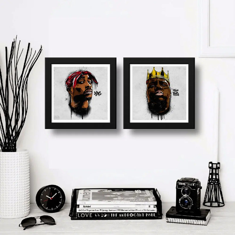 Set 2 Cuadros Tupac Notorious Big Rap Musica Decoracion