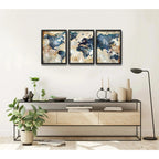 Set 3 Cuadros Mapamundi Mapa Mundo Brs10 Decoracion Oficina Marco Negro