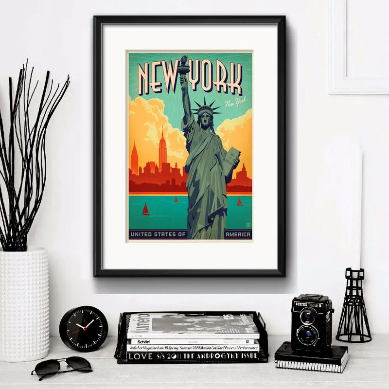Cuadro Nueva York Pop Art Eua Ciudad Decoracion Con Paspartú