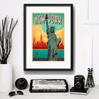 Cuadro Nueva York Pop Art Eua Ciudad Decoracion Con Paspartú