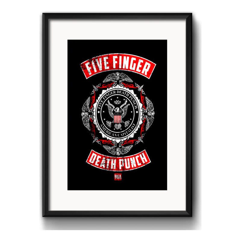 Cuadro Five Finger Death Punch Rock Decoracion Con Paspartú Marco Negro