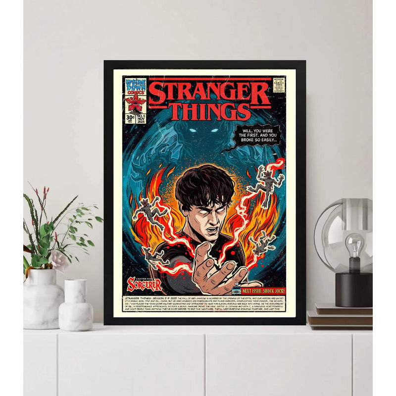 Cuadro Stranger Things V Serie Tv Comics Arte Decoracion Marco Negro