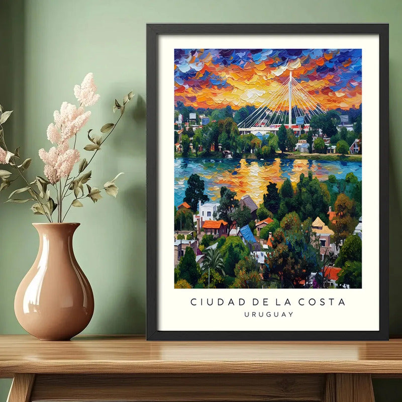 Cuadro Ciudad De La Costa Solymar Uruguay Paisajes Puente Marco Negro