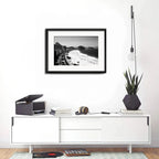 Cuadro Rio De Janeiro Blanco Y Negro B7 53x43cm Con Paspartú Playa De Copacabana Avenida Atlantica Con Marco Negro
