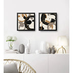 Set 2 Cuadros Living Cocina Café Arte Abstracto Tonos Pastel Marco Negro