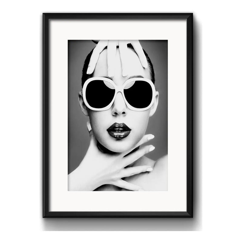 Cuadro Fashion Moda Blanco Y Negro Salón Decoración Paspartú
