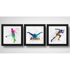 Set 3 Cuadros Tenis Natacion Carrera Pop Art Club Deportes