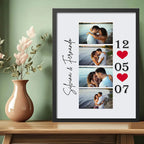 Cuadro Personalizado 4 Fotos Amor Pareja Fecha Nombres Love Marco Negro