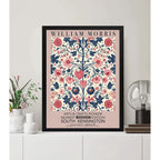 Cuadro Dormitorio Flores Romántica William Morris Botanico 2 Marco Negro