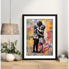 Cuadro Banksy Style Forever Love Amor Arte Urbano Decoracion Marco Negro
