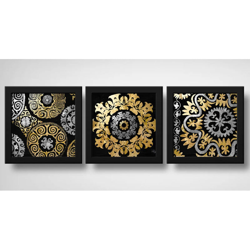 Set 3 Cuadros Mandalas Gold Doradas Arte Boho Zen Decoracion