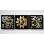 Set 3 Cuadros Mandalas Gold Doradas Arte Boho Zen Decoracion