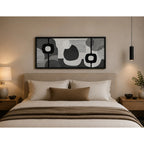 Cuadro Dormitorio Living Boho Abstracto Blanco Negro Grande Marco Negro