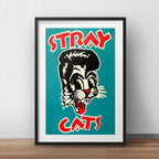 Cuadro Stray Cats Rockabilly Rock Decoracion Con Paspartú Marco Negro