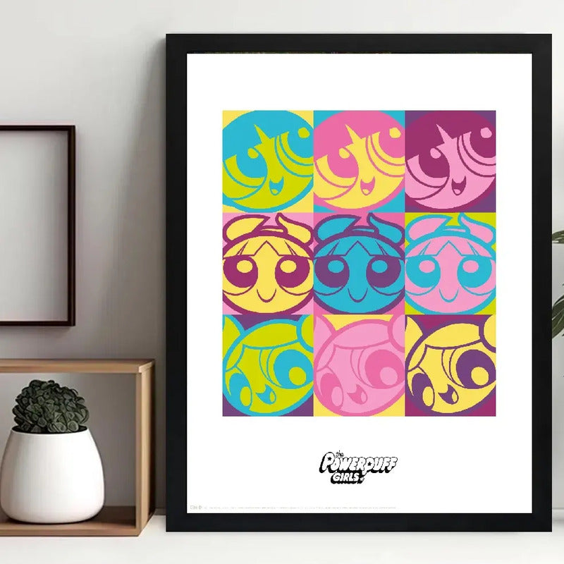 Cuadro Chicas Superpoderosas Pop Art Dibujo Ninas Infantil Marco Negro