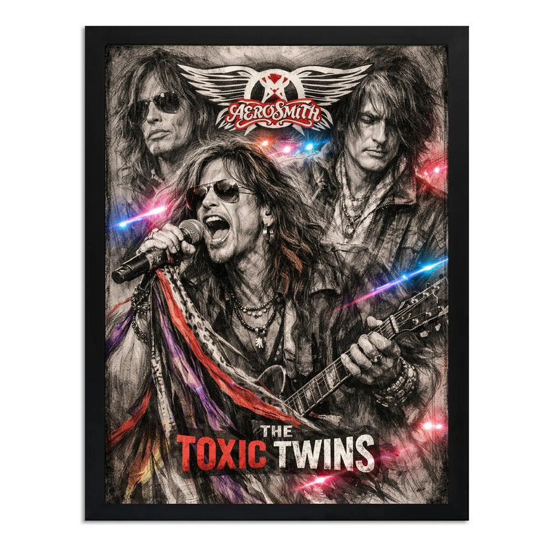 Cuadro Aerosmith Toxic Twins Steven Tyler Banda Arte Rock Marco Negro