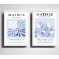 Set 2 Cuadros Dormitorio Living Matisse Tonos Azul Indigo Marco Blanco