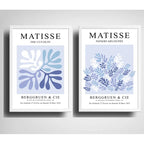 Set 2 Cuadros Dormitorio Living Matisse Tonos Azul Indigo Marco Blanco