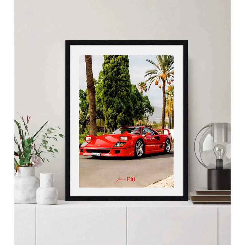 Cuadro Ferrari F40 Auto Modelo Coche Icónico Decoracion Marco Negro