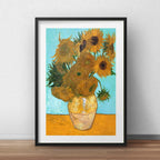 Cuadro Los Girasoles Van Gogh Obra Pintor Brs2 Con Paspartú Marco Negro