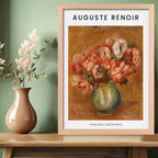 Cuadro Dormitorio Living Auguste Renoir Anémonas Flores Oak Marco Marrón Claro