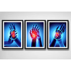 Set 3 Cuadros Ortopedia Manos Rayos X Cuerpo Humano Medicina